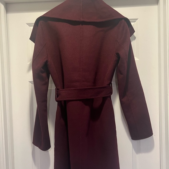 Banana Republic burgundy shawl collar, tie front car coat. Knee length, med wt. - Picture 2 of 5